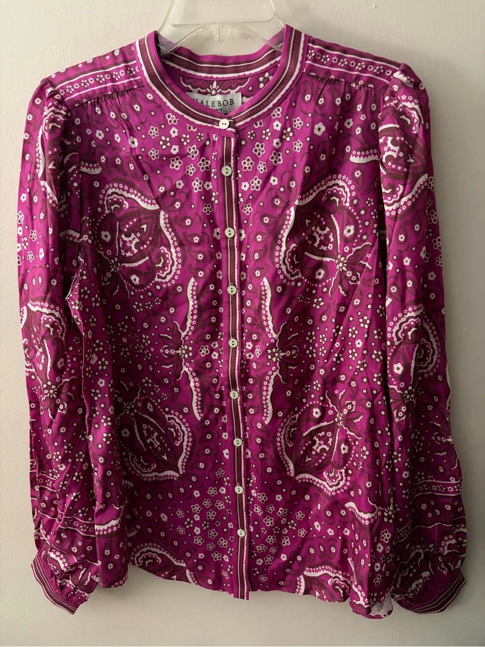 Hale Bob Elizaveta Twill Top in Pink Medium NWT